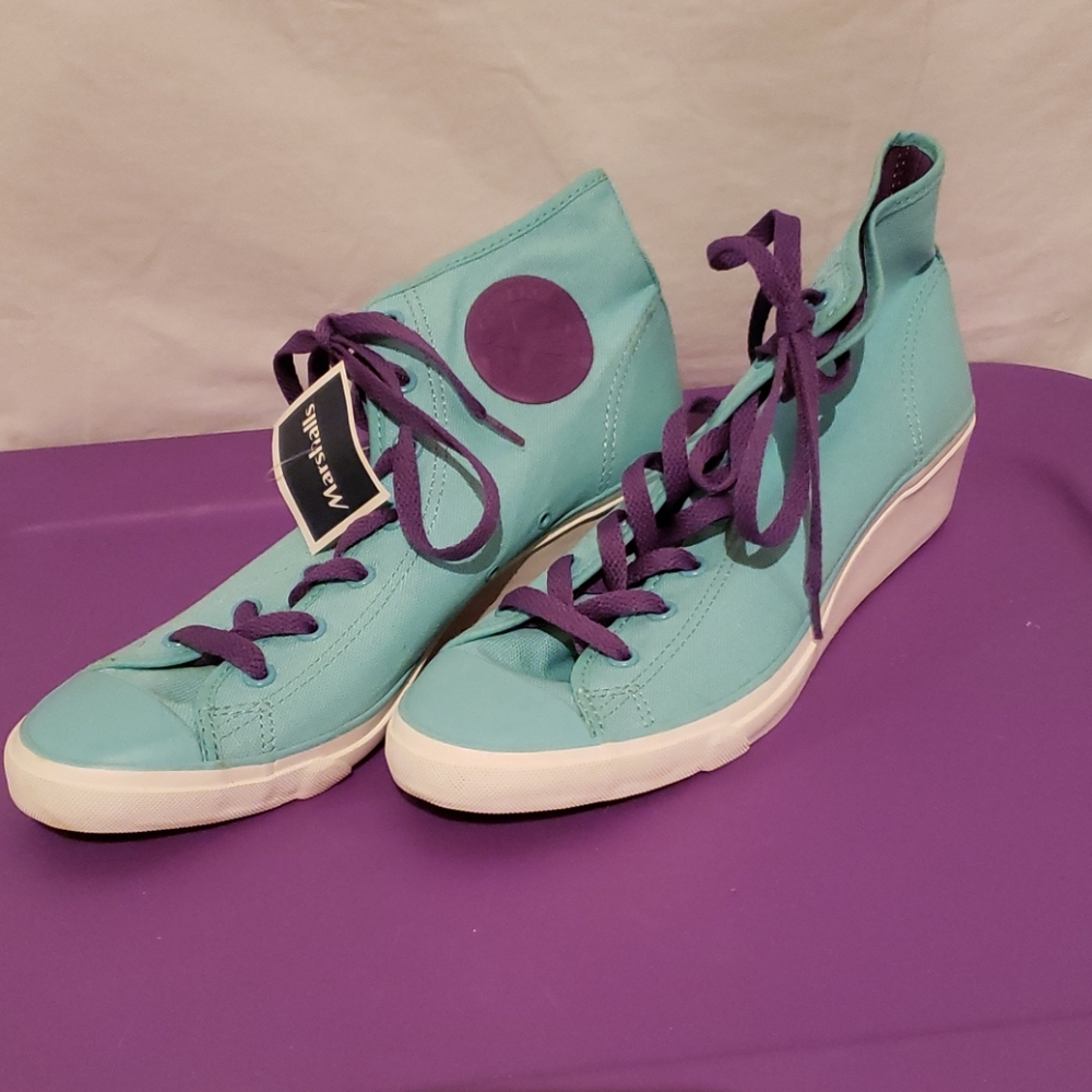 Converse Turquoise and Purple Wedge Sneakers
